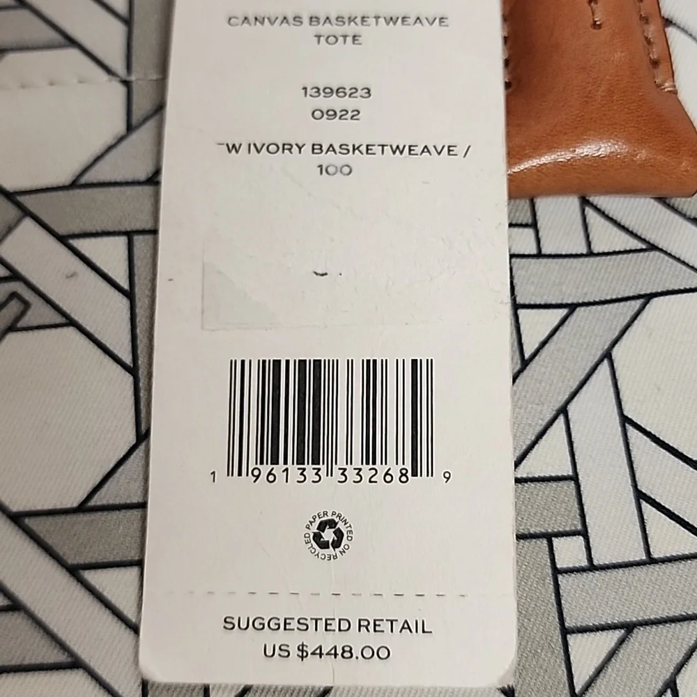 Tory Burch Signature Basketweave Print Cotton Canvas Tote NWT Retail Is $448 WOW - Picture 13 of 13